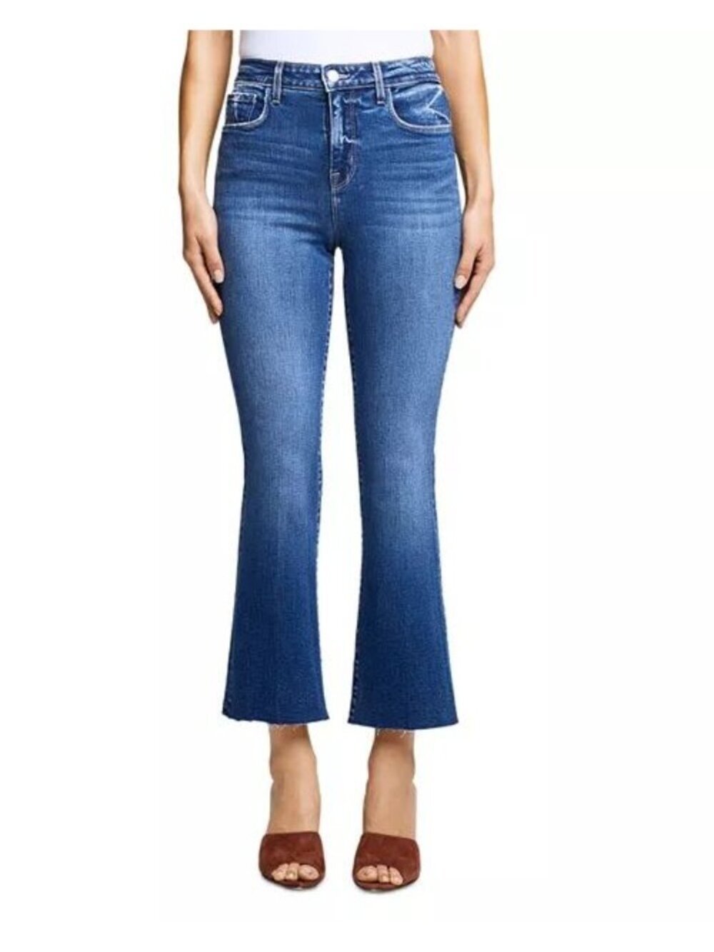 L'AGENCE Kendra High Rise Cropped Flare Jeans in Laredo Women Size 30